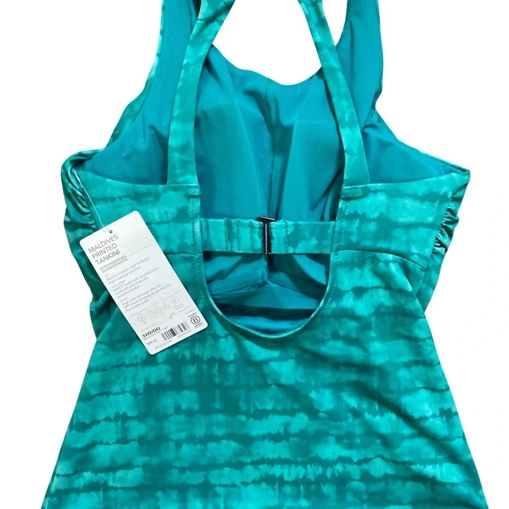 Athleta Maldives Tankini - 32DD green white , NWT